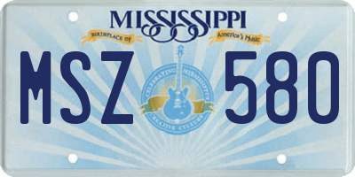 MS license plate MSZ580