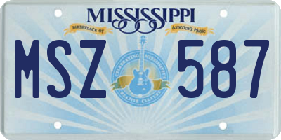 MS license plate MSZ587