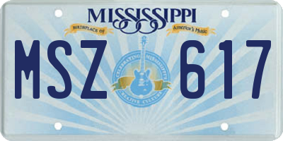 MS license plate MSZ617