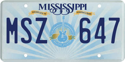 MS license plate MSZ647