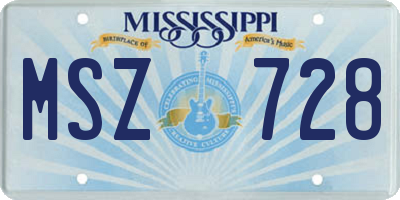 MS license plate MSZ728