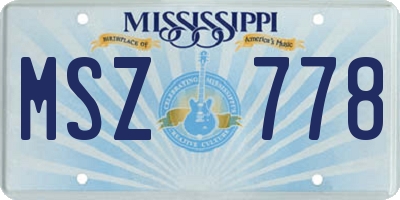 MS license plate MSZ778