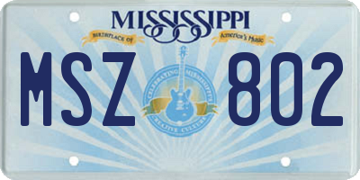MS license plate MSZ802