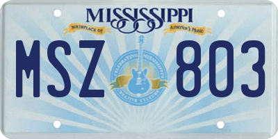 MS license plate MSZ803