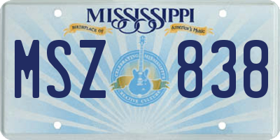 MS license plate MSZ838