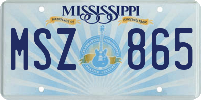 MS license plate MSZ865
