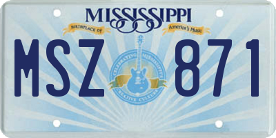 MS license plate MSZ871