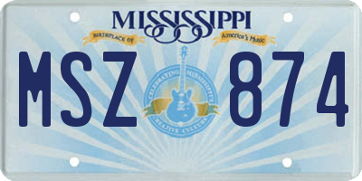 MS license plate MSZ874