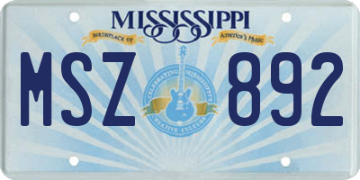 MS license plate MSZ892