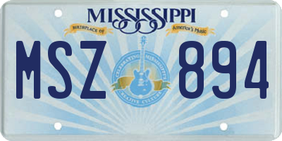MS license plate MSZ894