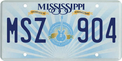 MS license plate MSZ904