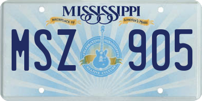 MS license plate MSZ905