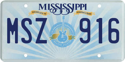 MS license plate MSZ916