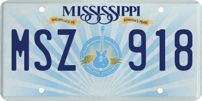 MS license plate MSZ918
