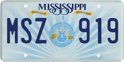 MS license plate MSZ919