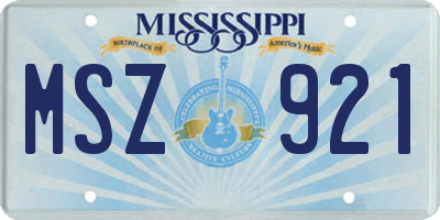 MS license plate MSZ921