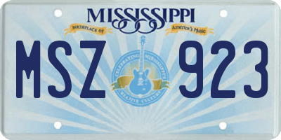 MS license plate MSZ923