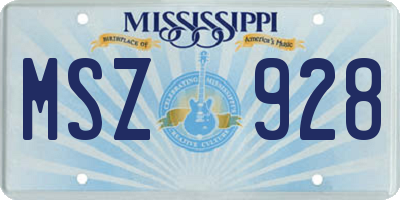 MS license plate MSZ928