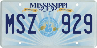 MS license plate MSZ929