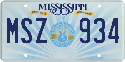 MS license plate MSZ934