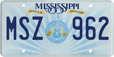 MS license plate MSZ962