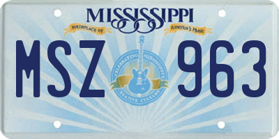 MS license plate MSZ963