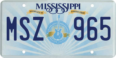 MS license plate MSZ965