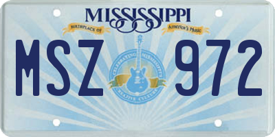 MS license plate MSZ972