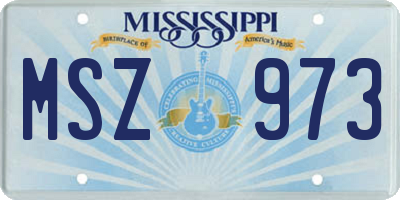MS license plate MSZ973