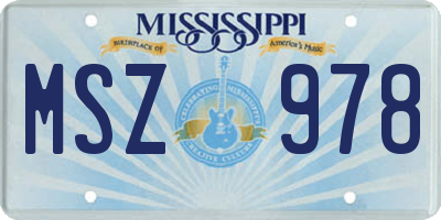 MS license plate MSZ978