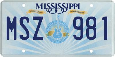 MS license plate MSZ981