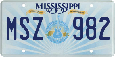 MS license plate MSZ982