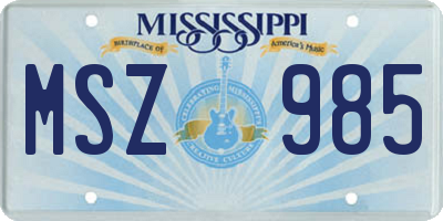 MS license plate MSZ985