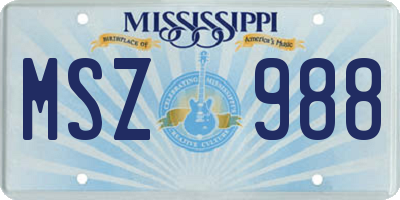 MS license plate MSZ988