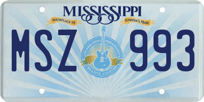 MS license plate MSZ993