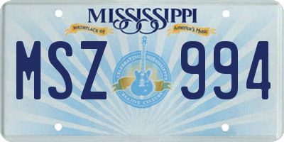 MS license plate MSZ994