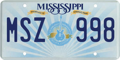 MS license plate MSZ998