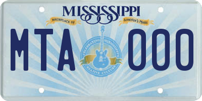 MS license plate MTA000