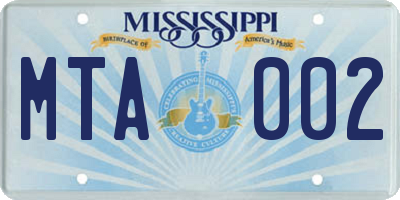 MS license plate MTA002