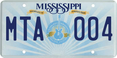 MS license plate MTA004