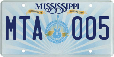 MS license plate MTA005