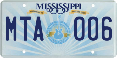 MS license plate MTA006