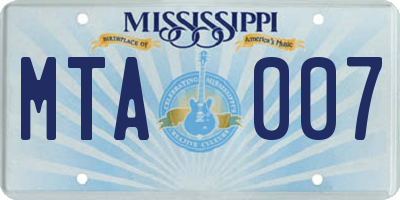 MS license plate MTA007