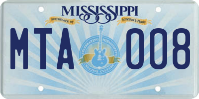 MS license plate MTA008