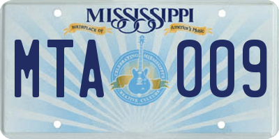 MS license plate MTA009