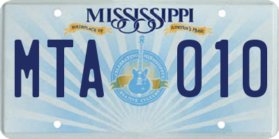 MS license plate MTA010