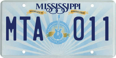 MS license plate MTA011