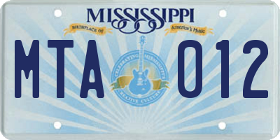 MS license plate MTA012