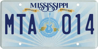 MS license plate MTA014