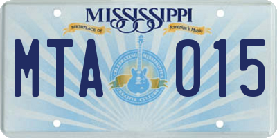 MS license plate MTA015